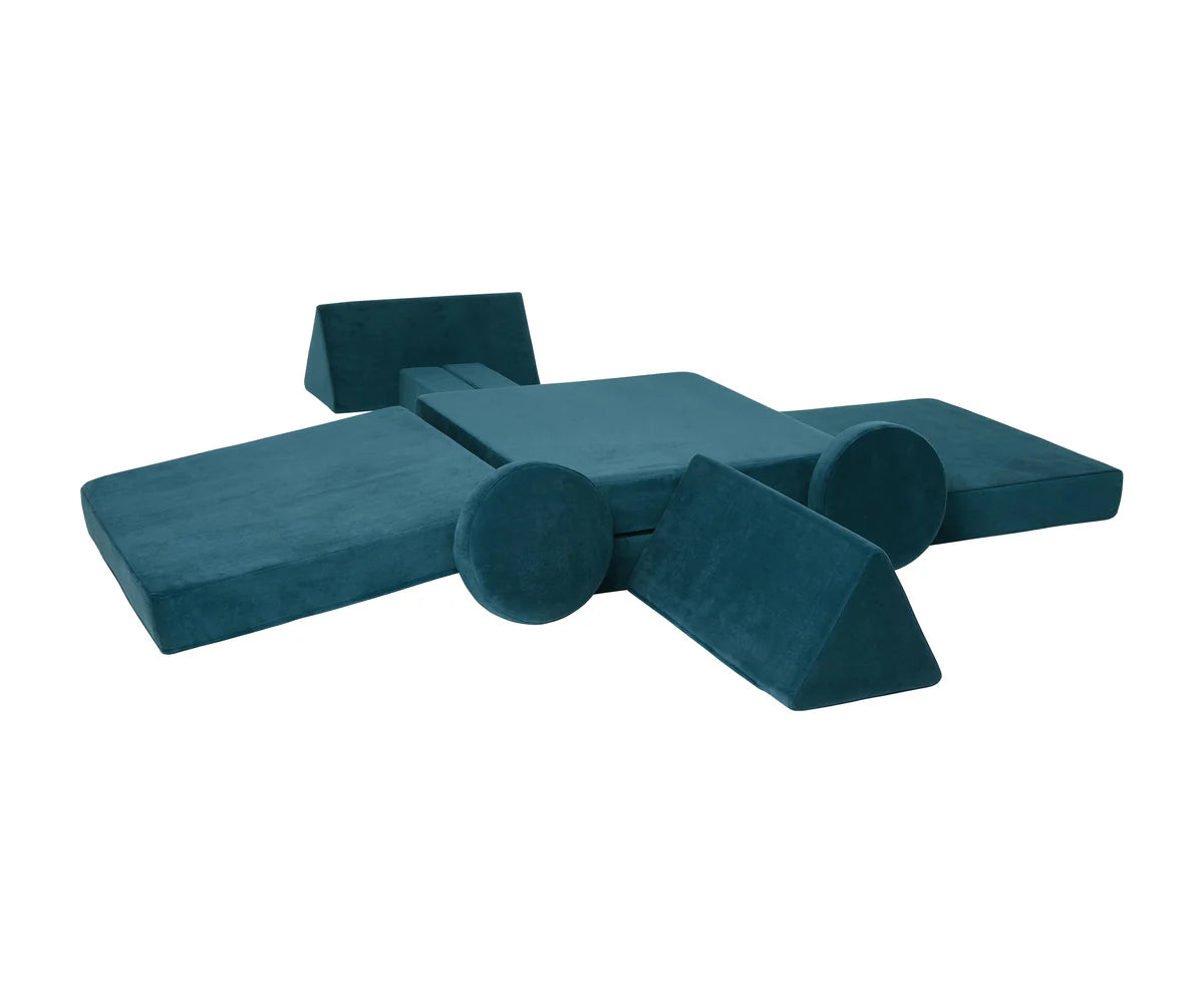 Abu Dhabi Teal Velvet Play Sofa – The Ultimate Kids’ Play Sofa Set for Imagination & Fun